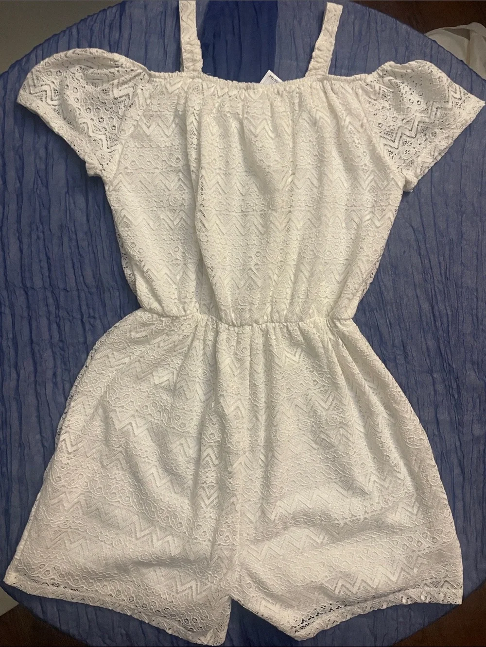 White Lace Cold-Shoulder One-Piece Romper by Carter's
